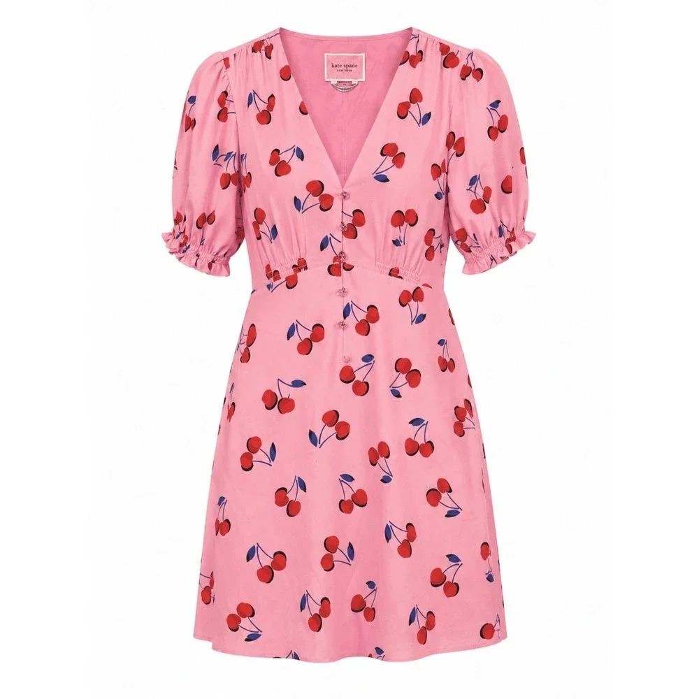 Kate Spade New York Cherry‎ Toss Dress Rosy Carnation Pink Size 10 NWT